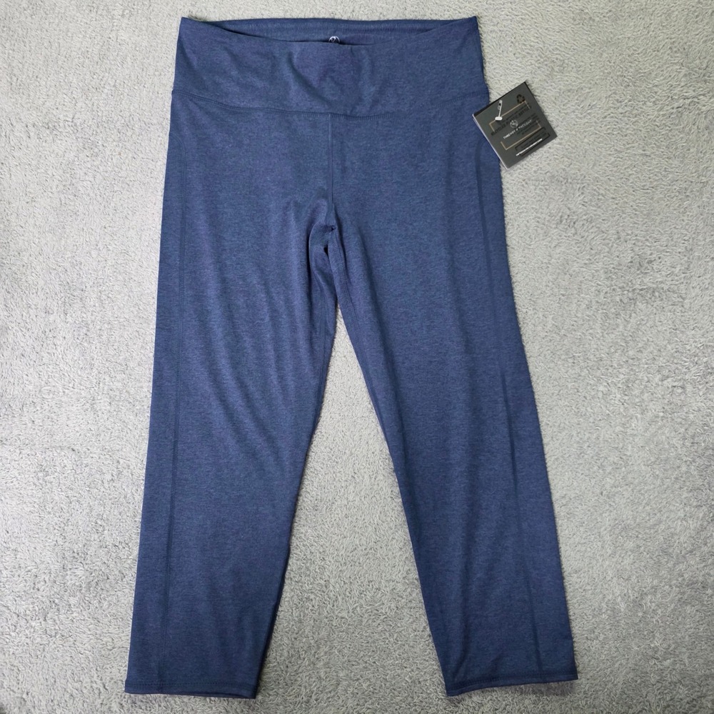 Threads 4 Thought Womens XL Half Lotus Crop Legging Iris Blue Heathered Stretch